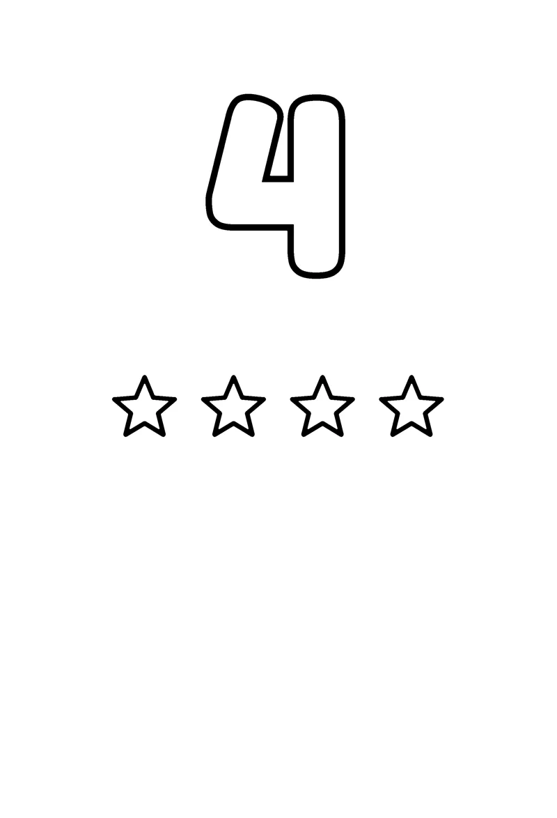 Number 4 coloring page preview