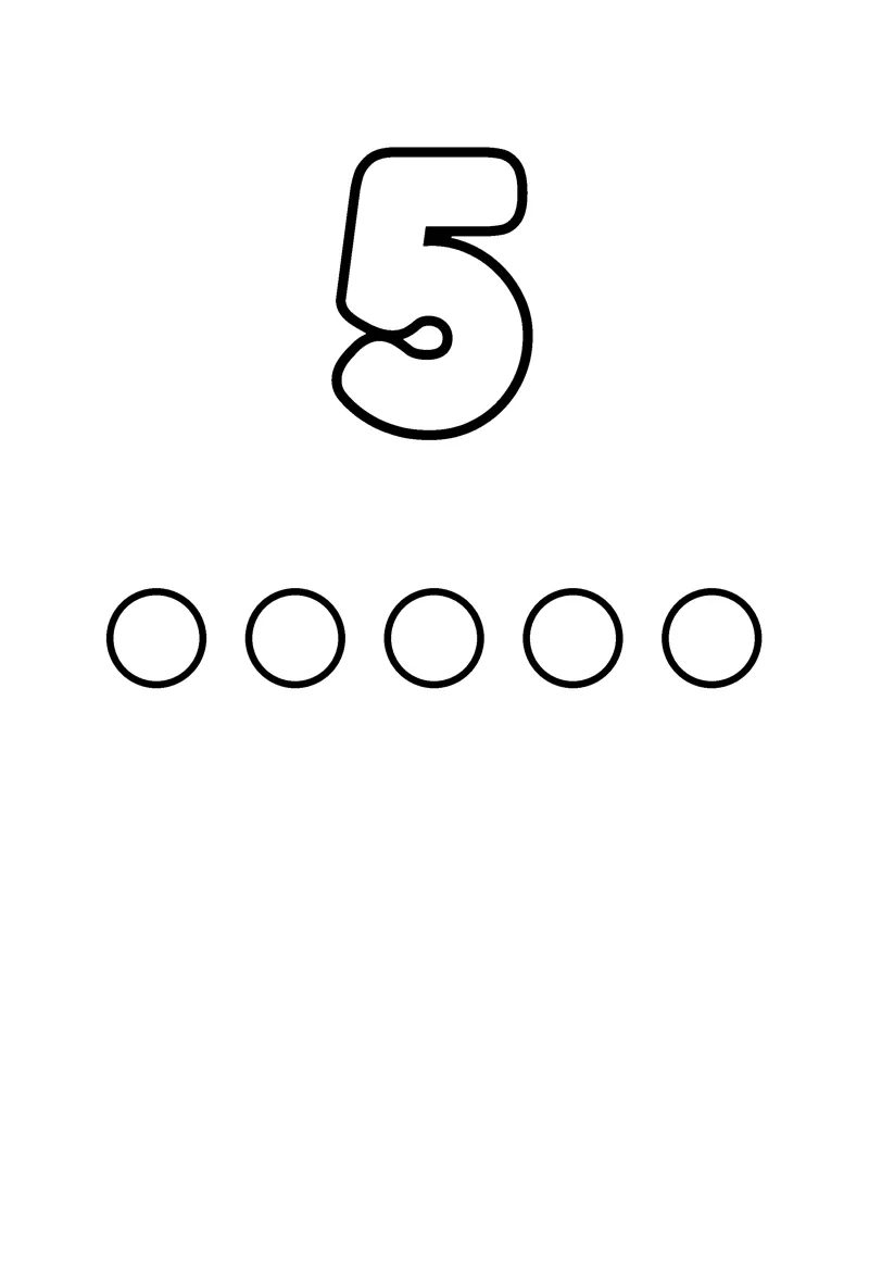 Number 5 coloring page preview